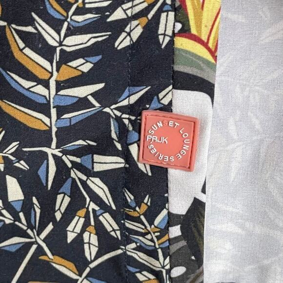 Raw Projek Button Up Shirt XL Blue Brown Palm Leaves Casual Tropical‎ - Picture 7 of 11